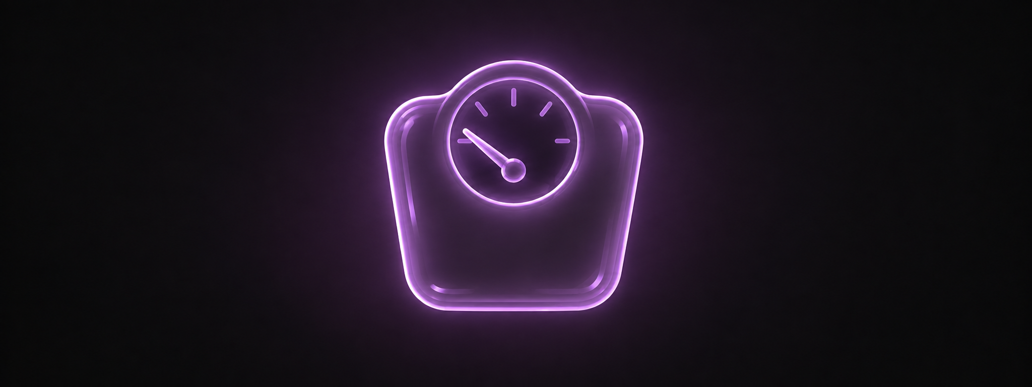 Eine leuchtend violette Illustration einer Personenwaage mit Zeiger