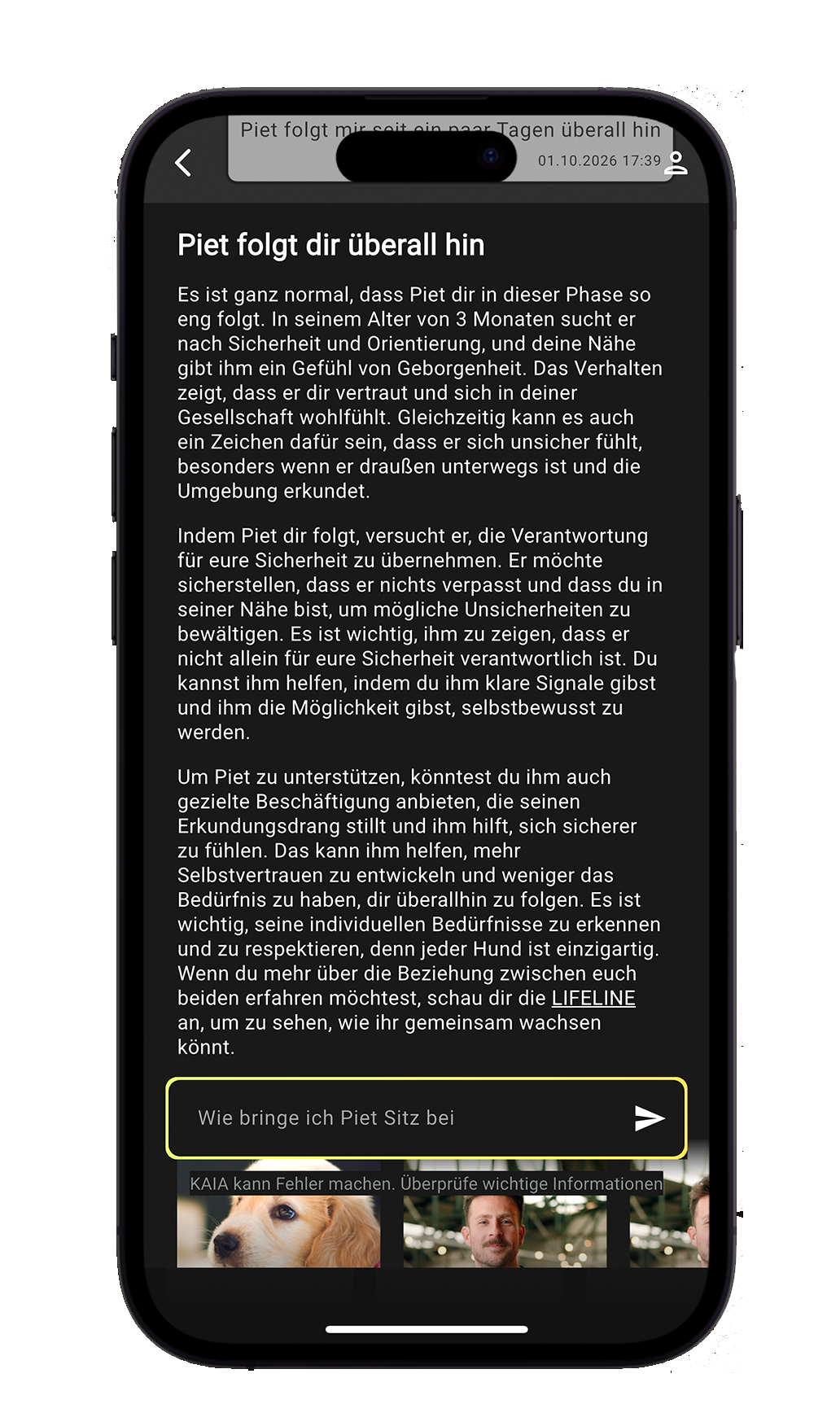 Coach KAIA – Verhalten – Screenshot 2